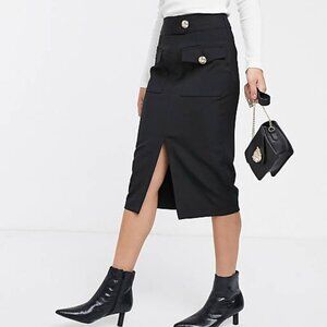 River Island utility midi pencil skirt in black
